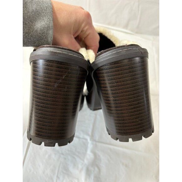 JustFab Alec Block Heeled Mule Slip On Chunky Shoe Brown Size 9 - Picture 10 of 13